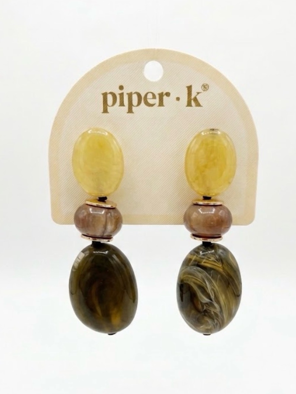 NWT ⚜️🤎⚜️ Piper K Tiered Acrylic Stone Drop Earrings